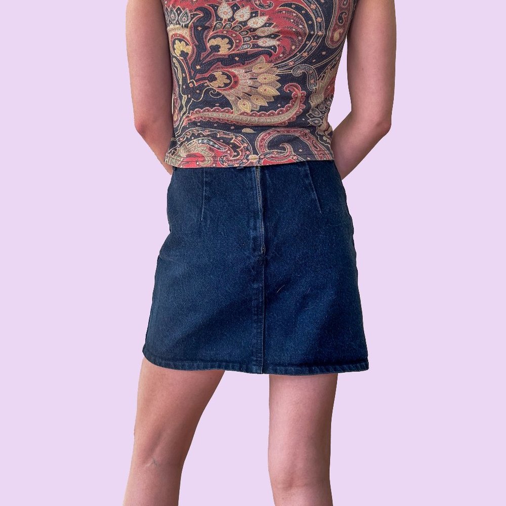 BONGO Women's Dark Wash High-Waisted Mini Skirt